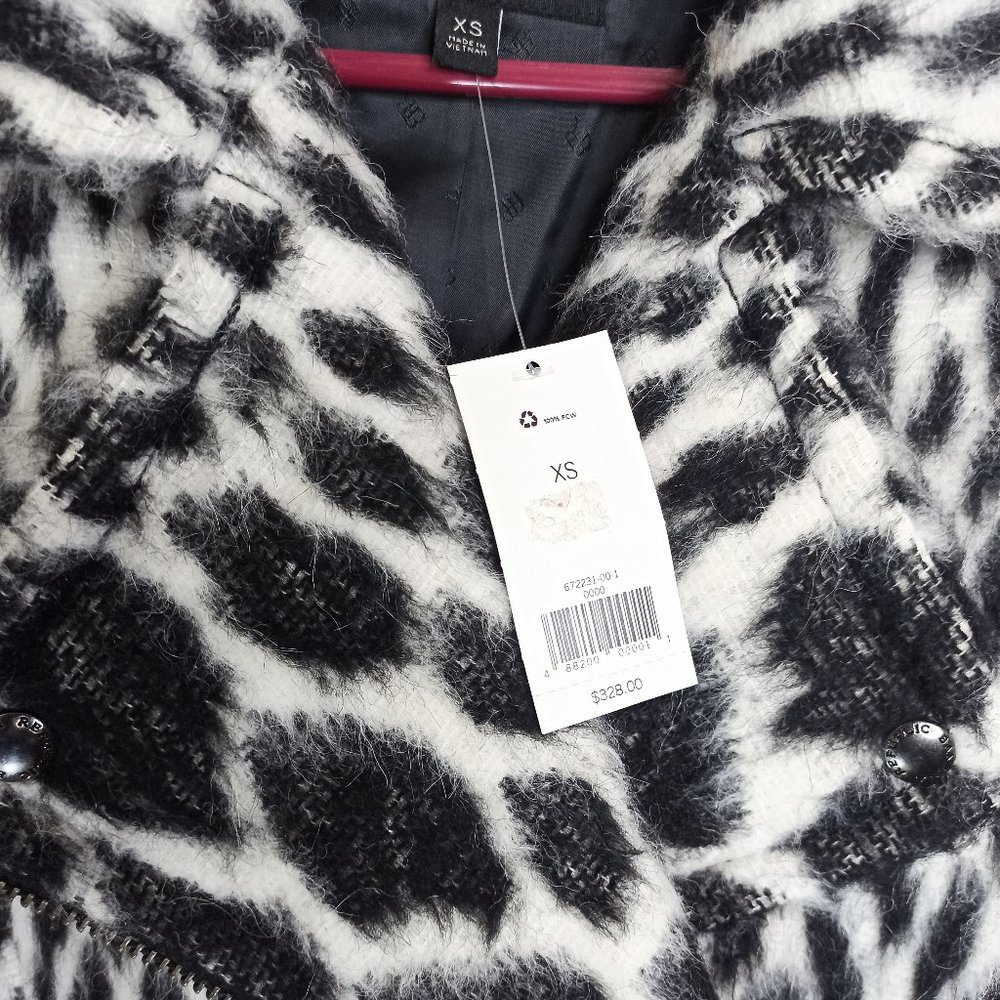 Banana Republic Women Snow Coat Size XS Leopard Cocoon Side Zipper Italian NWT - Picture 4 of 10